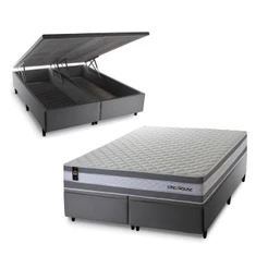 Conjunto Box Baú Alpine Cinza 193x203x72 c/ Molas Ensacadas