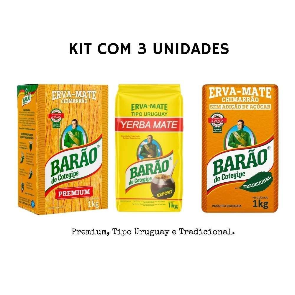 Kit 3 Erva Mate Tradicional Premium Uruguaia Original 1kg cada