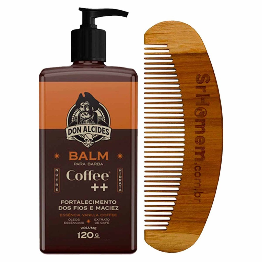 Kit Balm Para Barba Coffee 120ml e Pente Curvo Don Alcides