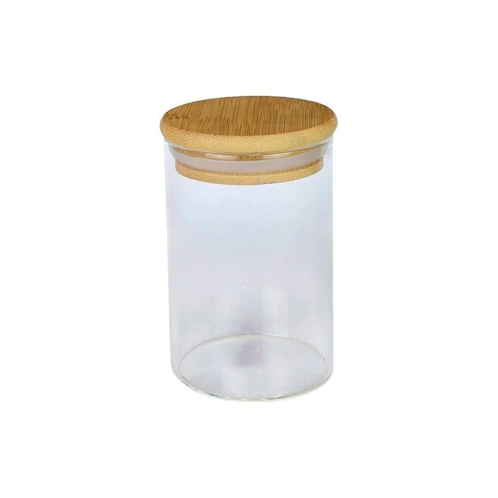 Pote Porta Temperos Mantimentos Design Sofisticado Tampa De Bambu Hermético 250ml