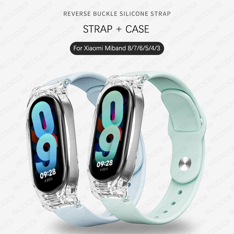 Pulseira De Silicone Com Capa Para Xiaomi Mi Band 10 9 8 7 6 5 4 3 Relógio Miband 10/9/8/7/6/5/4/3 Moda Cor Sólida Macia em Oferta na Shopee