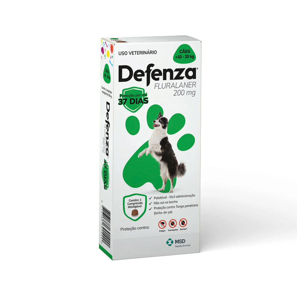 Defenza 200mg MSD Antiparasitário para Cães 10 a 20Kg - 1 Comprimido em Oferta na Shopee