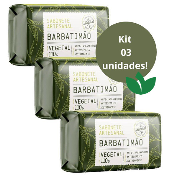 KIT 3 Unidades Sabonete BARBATIMÃO em Barra 110g Cheiro D´Ervas em Oferta na Shopee