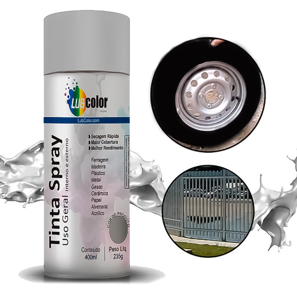 Tinta Spray Alumínio Metálica 400ml Madeira Plástico Metal Isopor Papel  Uso Geral - Home & Living