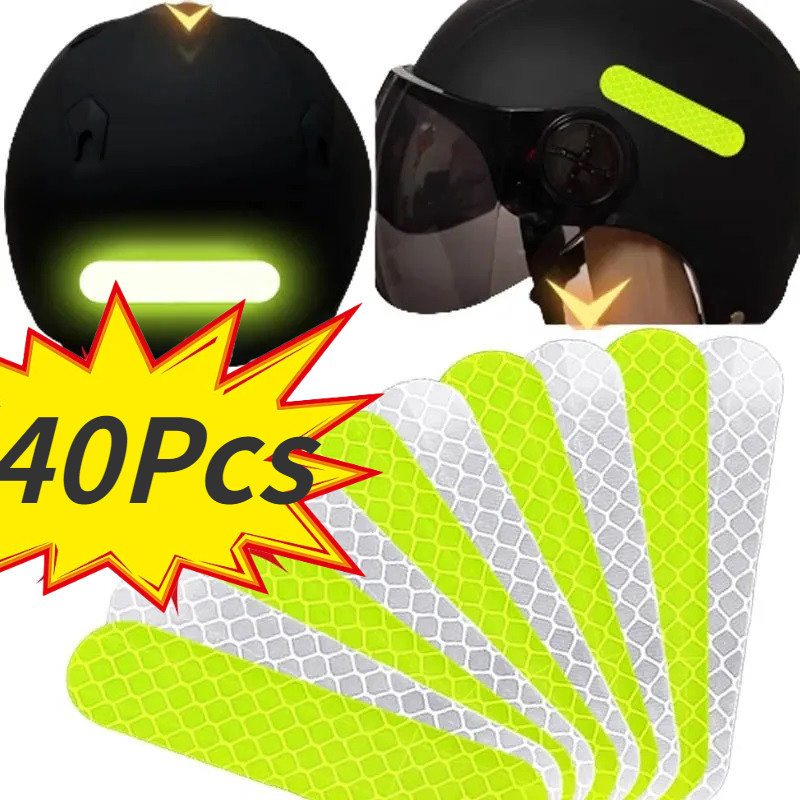 40Pcs Adesivos Refletivos Para Capacete De Motocicleta De Alta Visibilidade Fitas Refletivas De Segurança Refletoras Retro Sinais De Aviso Acessórios em Oferta na Shopee
