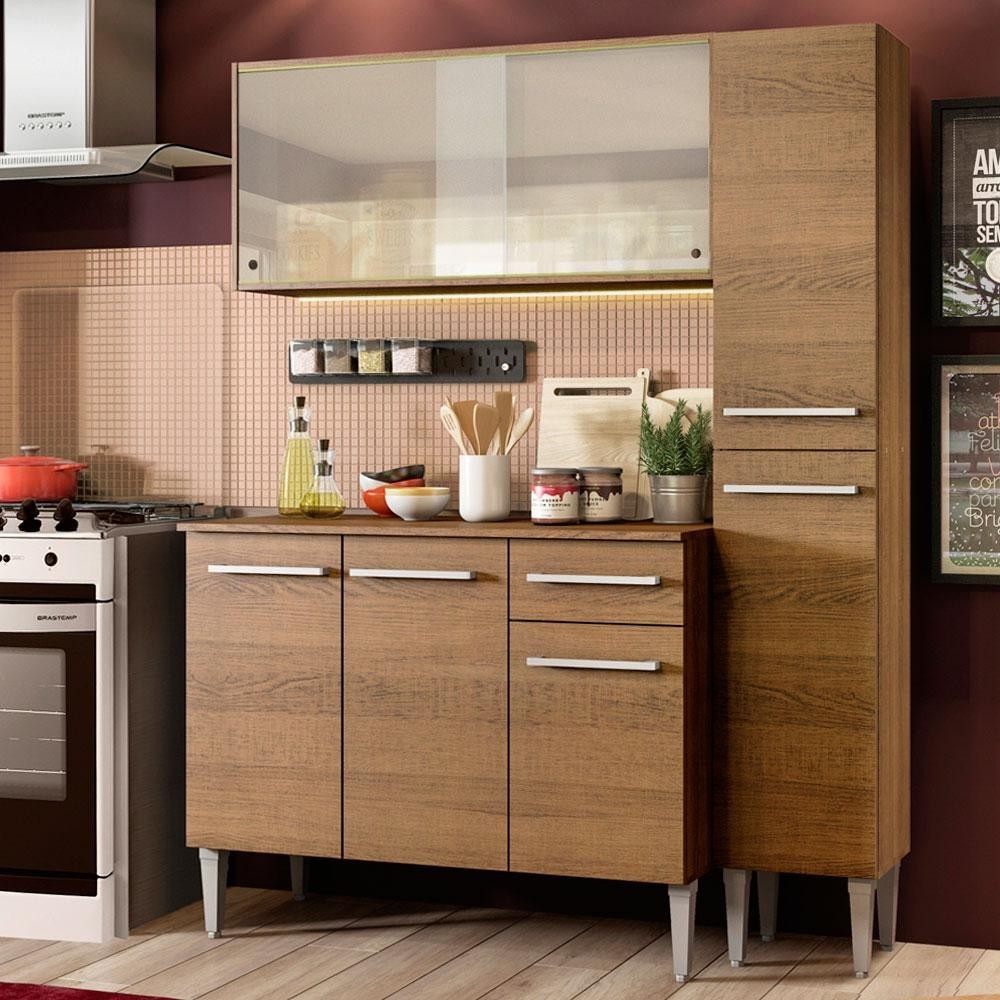 Armário de Cozinha Compacta 137cm Rustic Emilly Force Madesa 02 - Home & Living