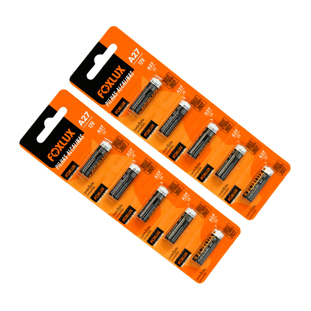 Pilha Alcalina Foxlux 12V A27 | energia confiável, longa duração, ideal para controles Kit com 10