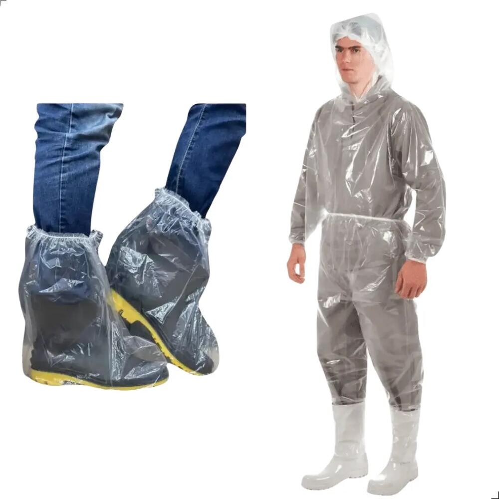 Capa De Chuva Resistente para Moto E Agro Capa Calça E Bota Plástica Transparente