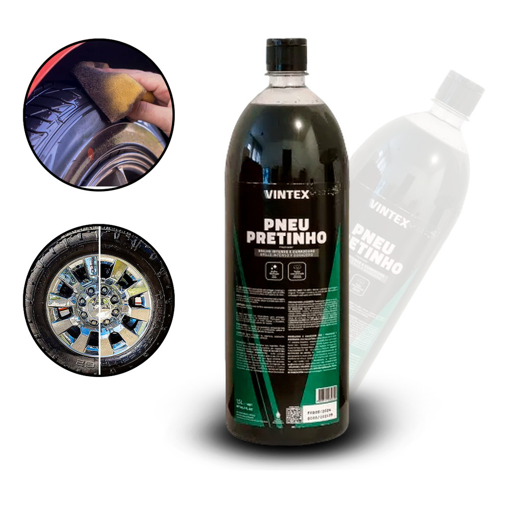 Pneu Pretinho Vintex 1,5L: Brilho Molhado Intenso, Proteção Longa e Revitalização da Borracha em Oferta na Shopee