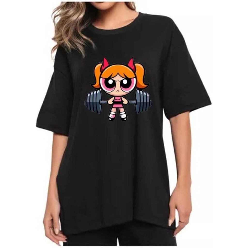 Camiseta 100% Algodão streetwear Longa Oversized Treino Meninas Super Poderosas