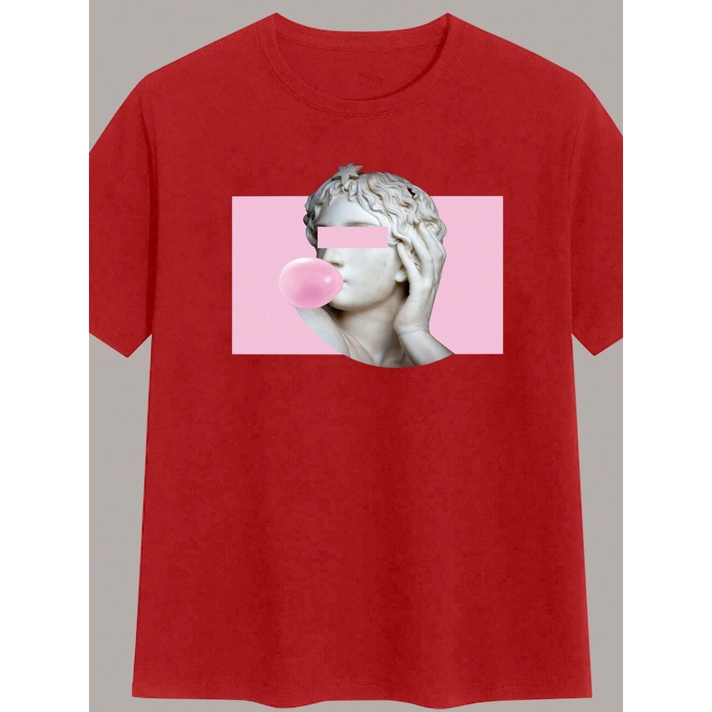 T Shirt Casual Streetwear Blusa Larga Academia Personalizada Camisa Bordada Estampa Escultura Grega