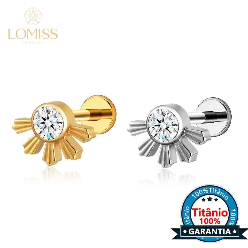 Piercing Helix Tragus Conch Labret Titânio Meia Flor Zircônia em Oferta na Shopee