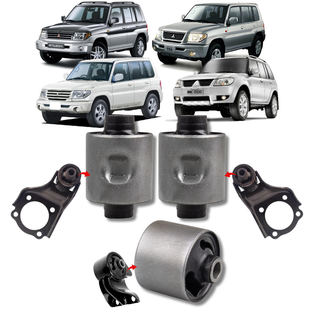 KIT 3 BUCHAS DO COXIM LATERAL E CENTRAL DIFERENCIAL DIANTEIRO PARA PAJERO TR4 IO 1999 A 2015