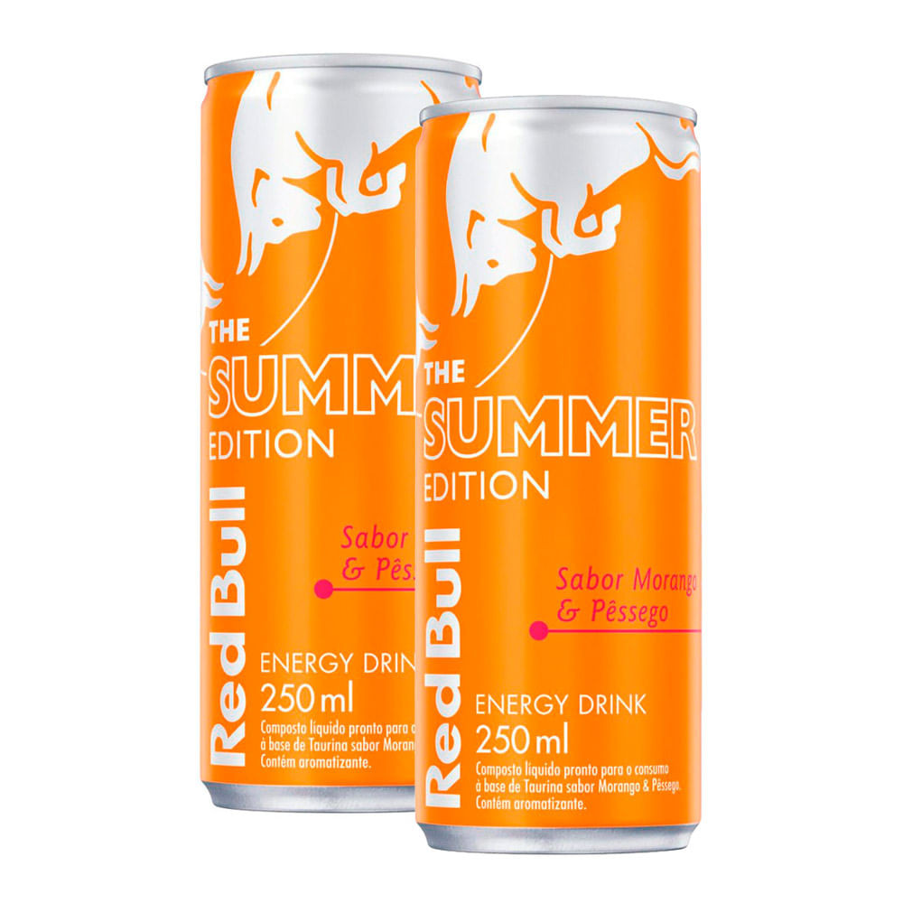 Kit 2 Energético Red Bull The Summer Edition Sabor Morango e Pêssego 250ml - Food & Beverages
