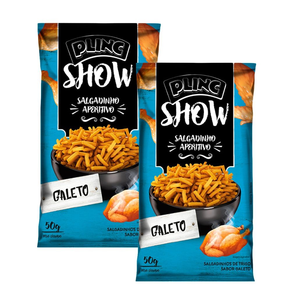 Kit 2 Salgadinho Aperitivo Plinc Show Sabor Galeto 50g - Food & Beverages
