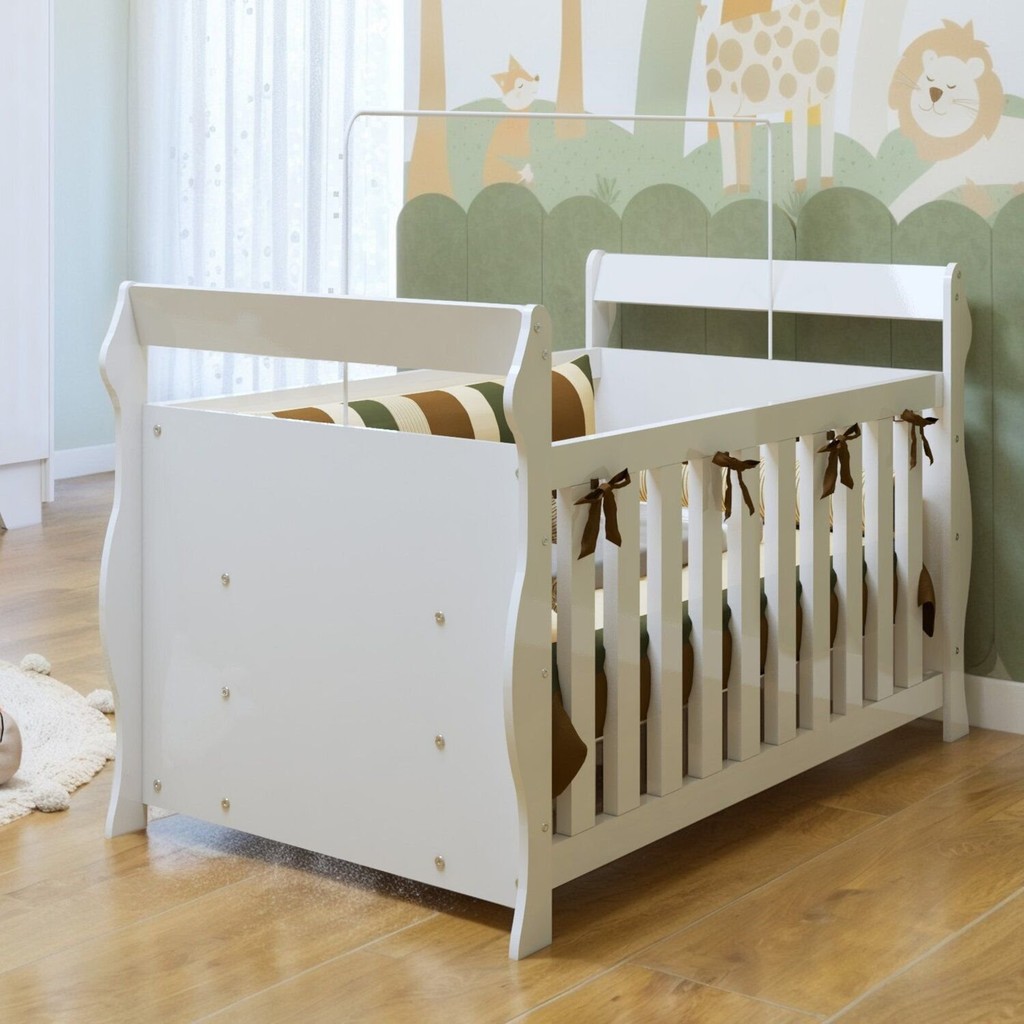 Berço 3 em 1 com Regulagem de Altura 100% Mdf Star Branco em Oferta na Shopee