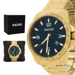 Relogio Masculino Magnum Aço Inoxidavel Dourado Original Resistente a Agua Garantia MA34978A em Oferta na Shopee