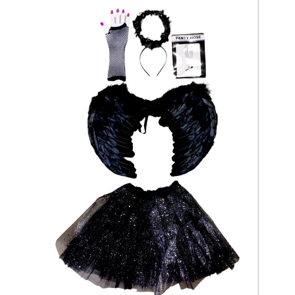 Kit Anjo Fantasia C/luva E Meia Festas Halloween Carnaval Fantasia Anjinha