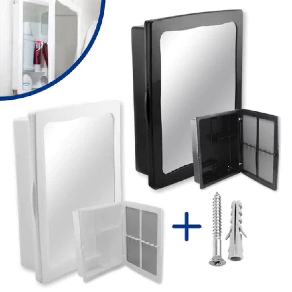 Armário Completo para Banheiro com Armarinho, Espelho Embutido e para Sobrepor em Oferta na Shopee