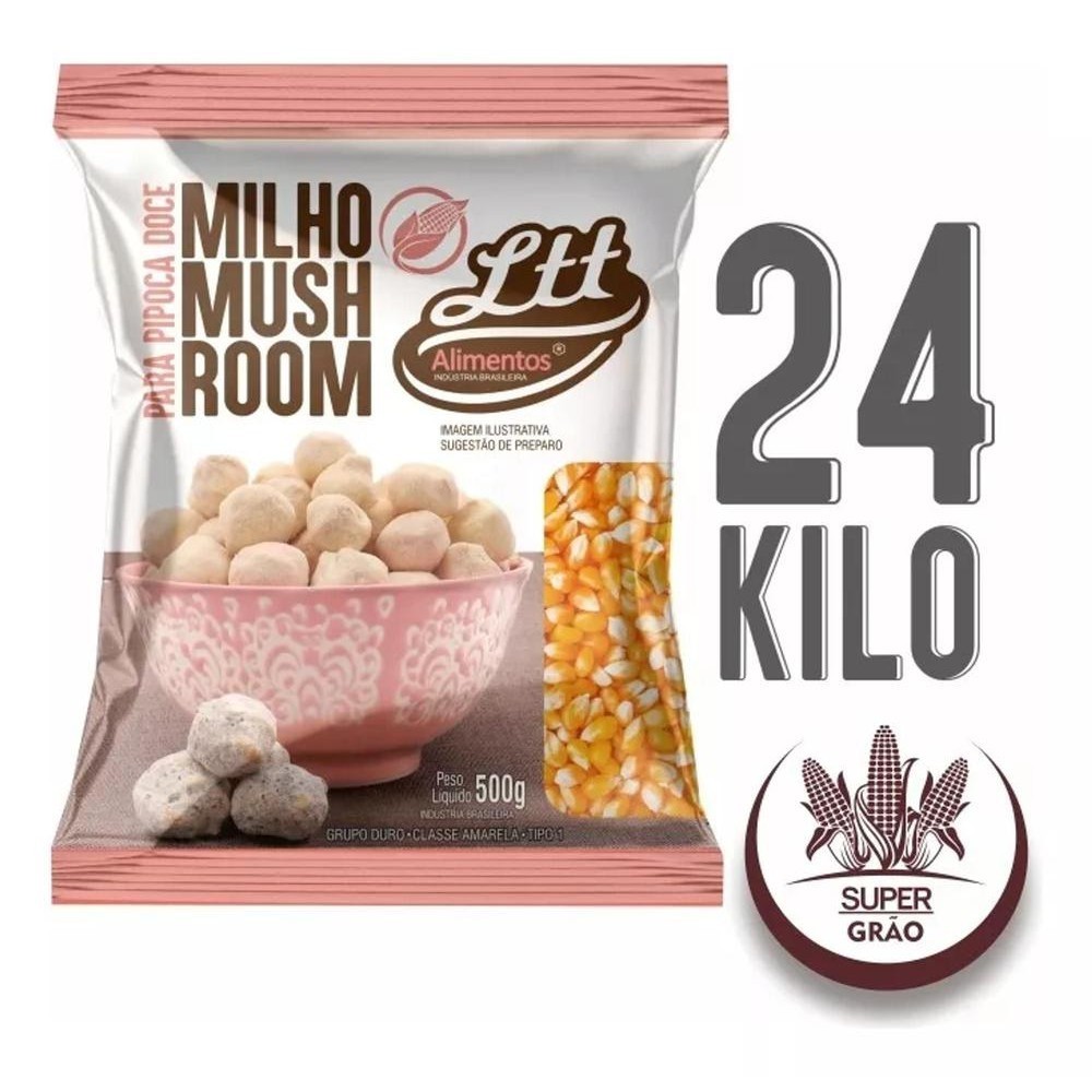 Milho Pipoca Mushroom Gourmet Fardo 24kg  Ltt - Ltt Alimentos