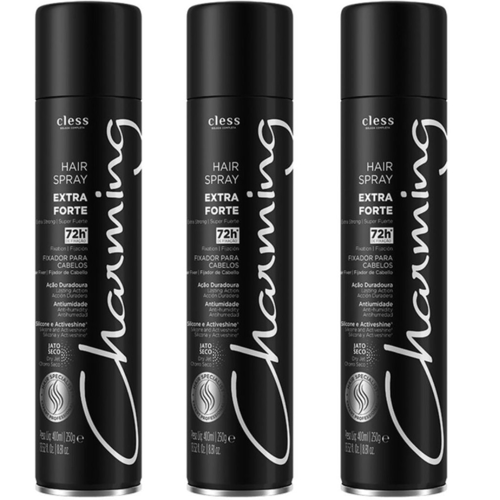 Spray Fixador Para Cabelo Charming Black Extra Forte Com 400ml