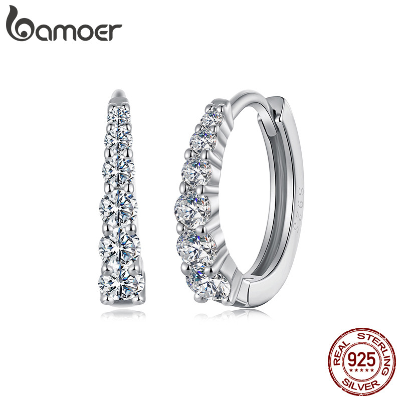 Brincos De Argola De Prata Esterlina 925 Bamoer Joias De Moissanite Presentes Para Mulheres MSE091 em Oferta na Shopee