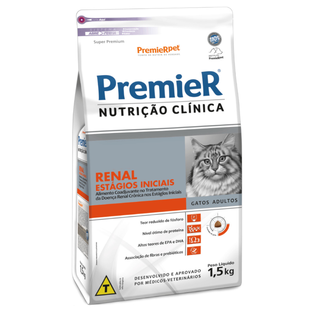Ração PremieR Nutrição Clínica Renal Estágios Iniciais 1,5kg Gatos Adultos - Pets