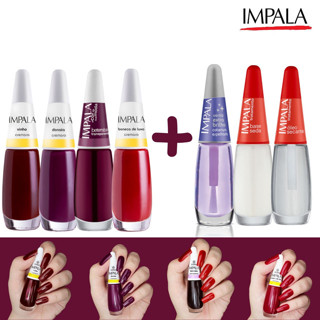 Esmaltes Impala Tons Roxos e Vermelho + Base Esmaltes Atacado 2 a 7 Unidades em Oferta na Shopee