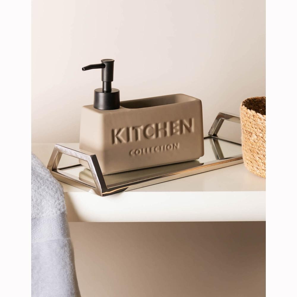 Porta Detergente Líquido Soft Touch de Cerâmica Nude 380ml