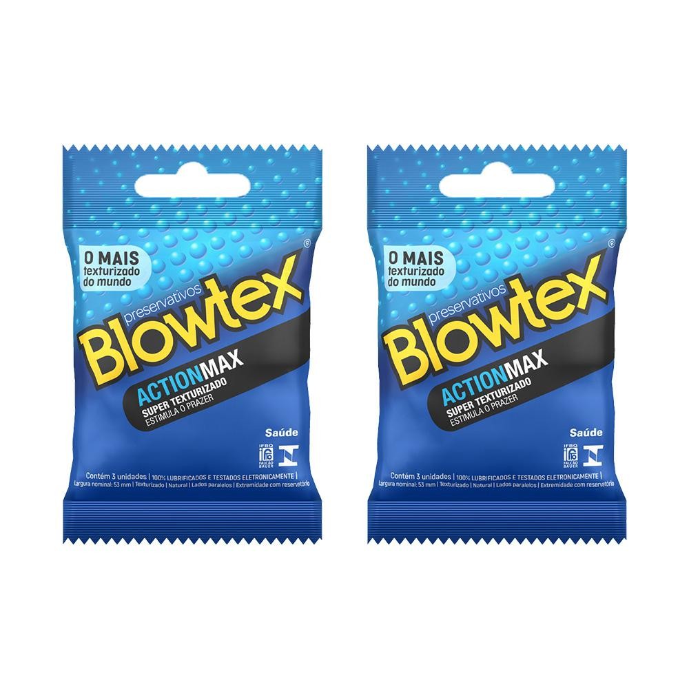 Kit 2 Pacotes Preservativo Blowtex ActionMax C/ 3 Unidades Cada em Oferta na Shopee