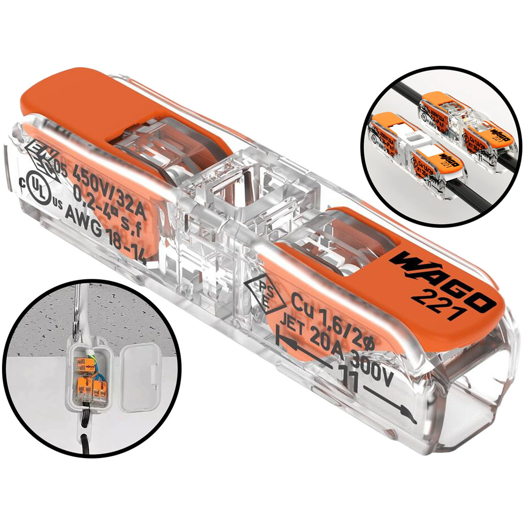 Kit 3, 5, 10, 20, 50, 100 Conector Elétrico 221-2411 Inline Emenda Wago 32A Original 4mm² Chuveiro Tomada em Oferta na Shopee