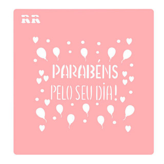 Stencil Parabéns pelo seu Dia - Ref.4103 - 14,5cm - 1 unidade - RR Cortadores - Rizzo em Oferta na Shopee