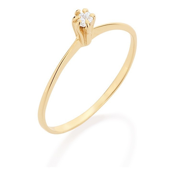 Anel Solitário Com  Zircônia Redonda Rommanel 512180 em Oferta na Shopee