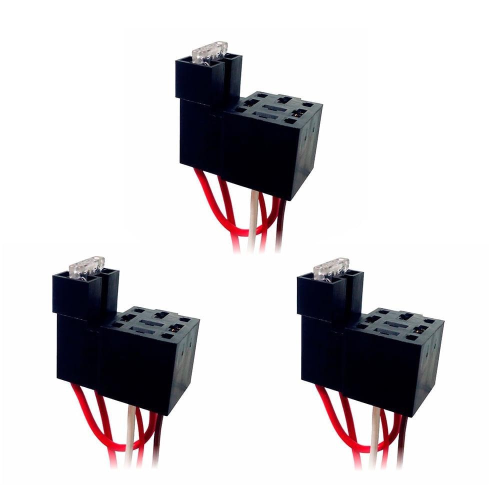 3 Soquetes para Relé Automotivo com Chicote de 4 Vias - DNI 7511 em Oferta na Shopee