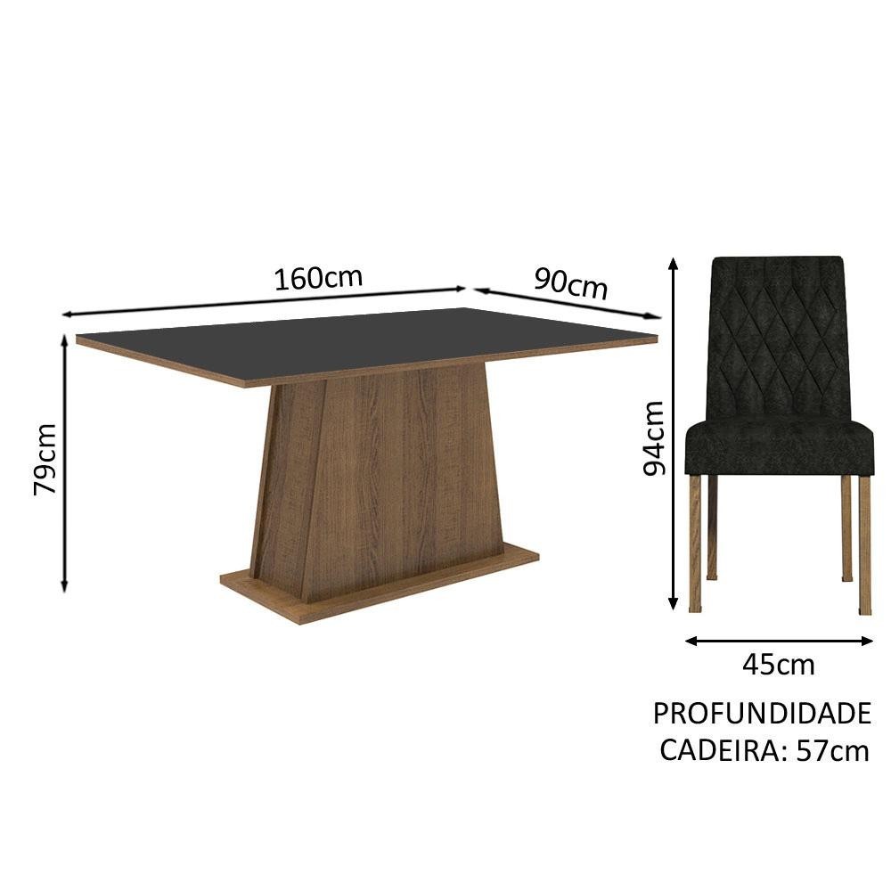 Detalhes do Conjunto Sala de Jantar Mesa Tampo de Madeira 4 Cadeiras Rustic/Preto/Oxford Ashley Madesa