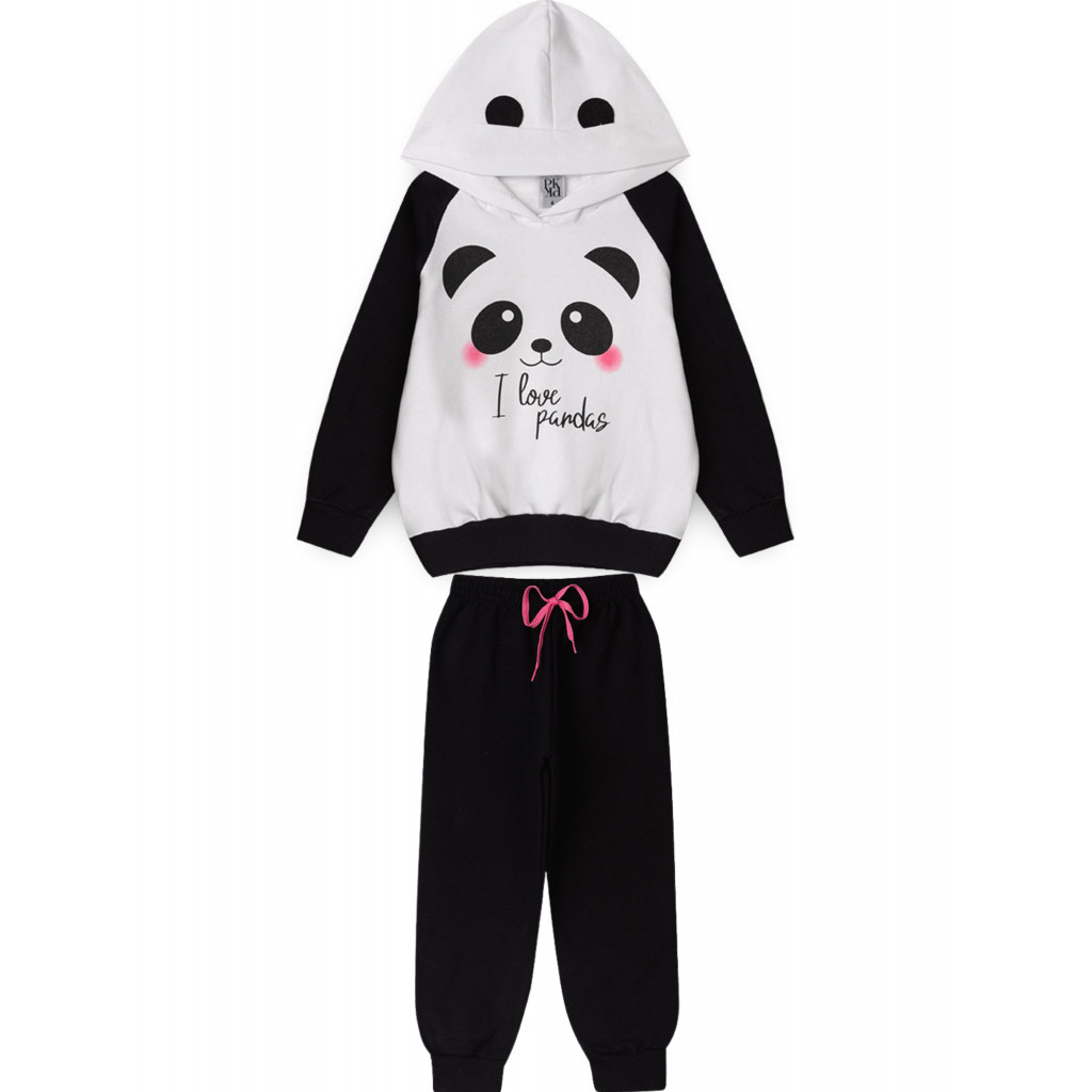 Conjunto Feminino Infantil I Love Pandas Branco em Oferta na Shopee