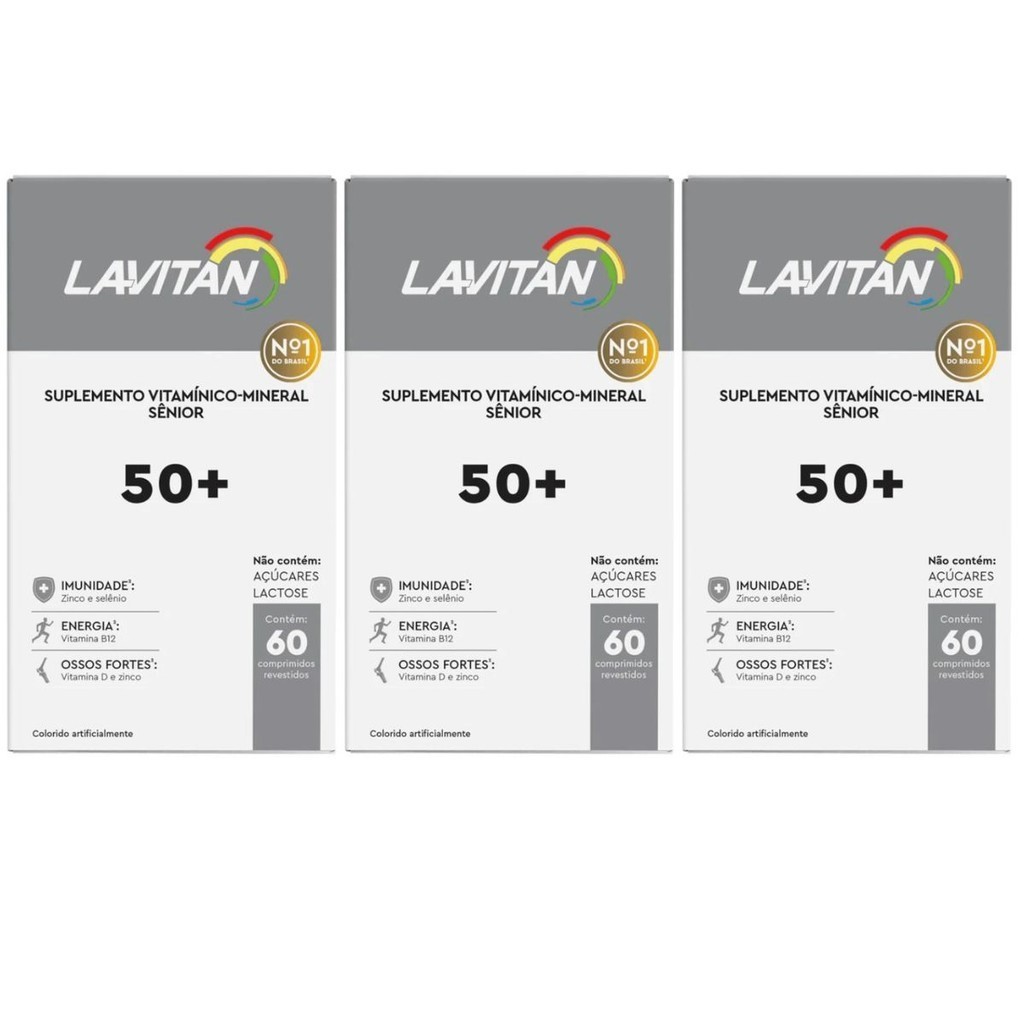 Kit 3 Lavitan Senior 50+ Suplemento Vitamina 60 Comprimidos