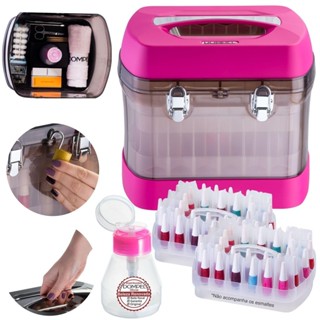 Maleta Manicure Organizadora Rosa + Porta Acetona em Oferta na Shopee