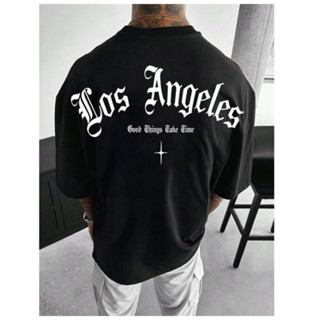 Camiseta Oversized Larga Academia Maromba Fitness Los Angeles Streetwear Algodão em Oferta na Shopee