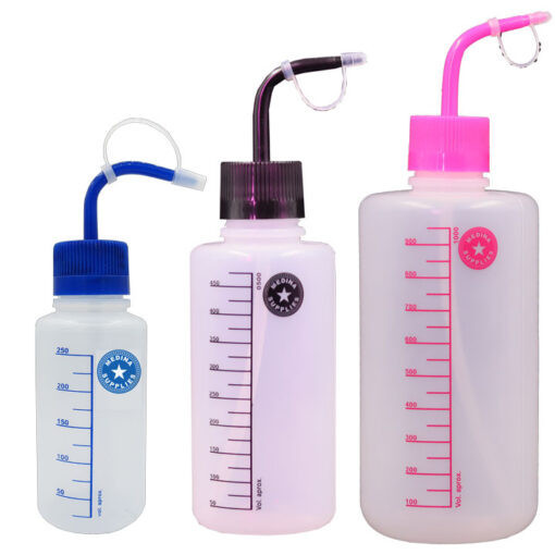 Pisseta Graduada Bico Curvo By Medina® - Frasco Espumador - Borrifador Tatuagem - Almotolia Cores