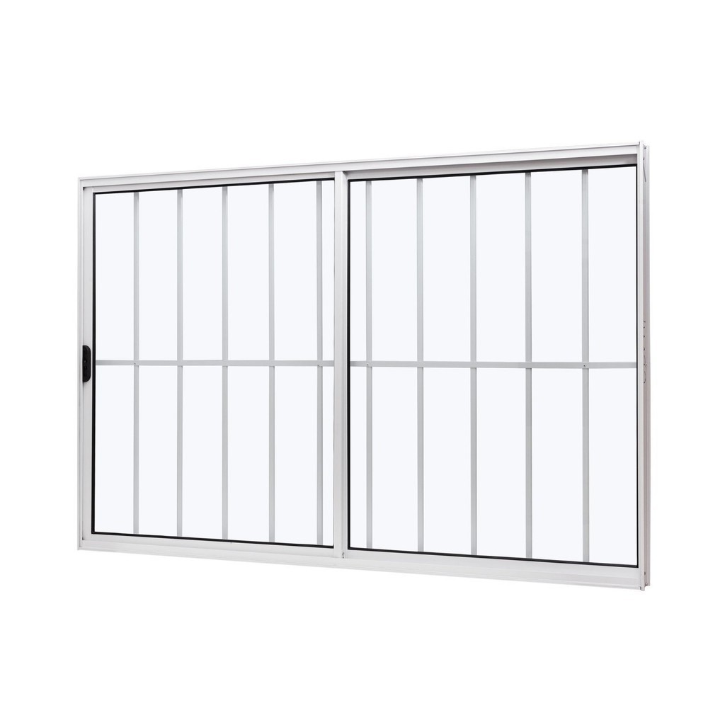 Janela de Aluminio de Correr Lateral 100x150cm 2 Folhas com Grade e Vidro Liso Slim ModularRamassol
