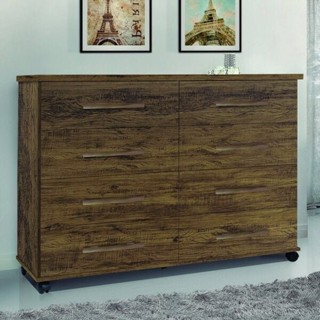 Comoda 8 Gavetas Com Rodizios Jade Amendoa em Oferta na Shopee