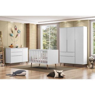 Quarto Para Bebê Completo Melinda com Roupeiro Cômoda e Berço em Oferta na Shopee