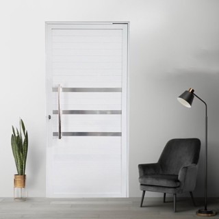 Porta Pivotante de Alumínio 210 X 100cm com Puxador e Friso Veneza Esquadrias Bergamo Branco em Oferta na Shopee