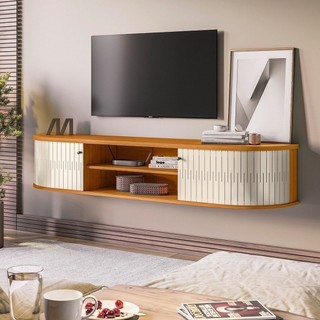 Rack Suspenso Para TV até 75 Polegadas Algarve Cinamomo/Off White em Oferta na Shopee