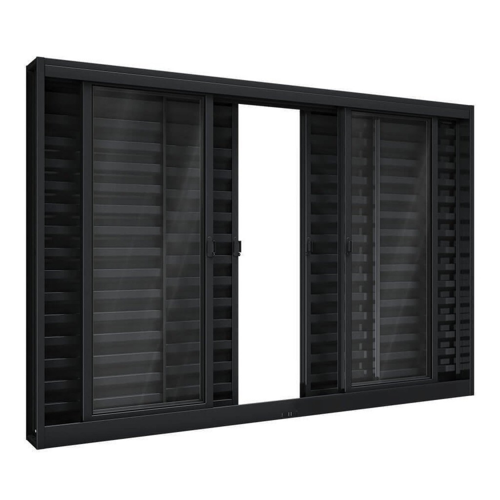 Janela de Aço Veneziana de Correr Central 6 Folhas 100x120cm Aço Pronto Riobras em Oferta na Shopee