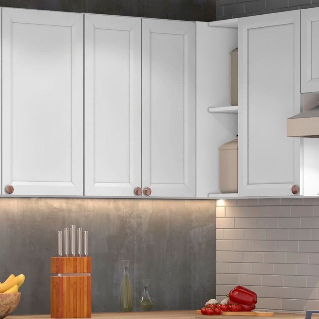 Armário Aéreo Canto 2 Portas 2 Nichos Unna Yescasa Branco em Oferta na Shopee