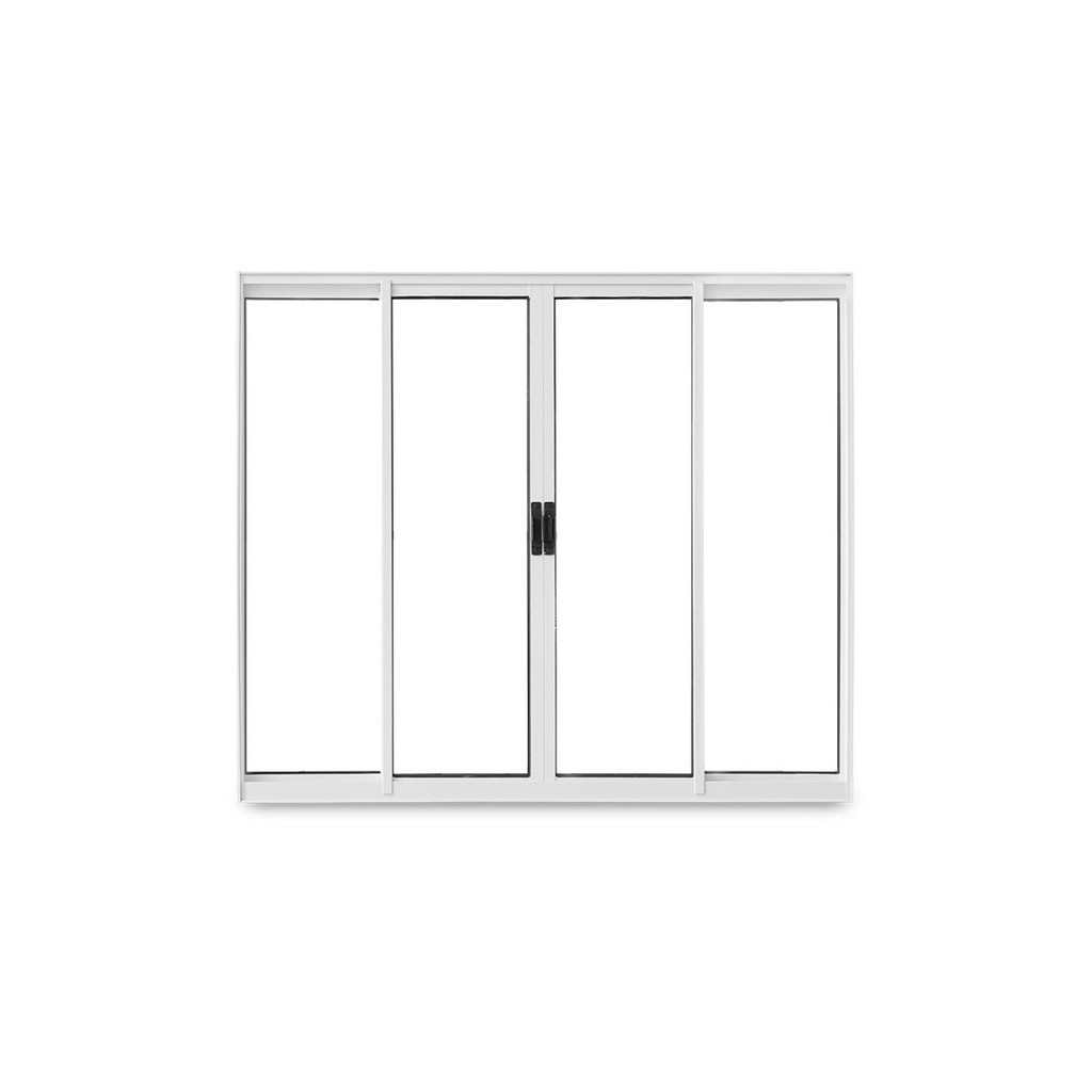 Janela de Correr Abertura Central Exclusiva 4 Folhas Vidro Liso 100x120cm CRV Portas e Janelas Branco