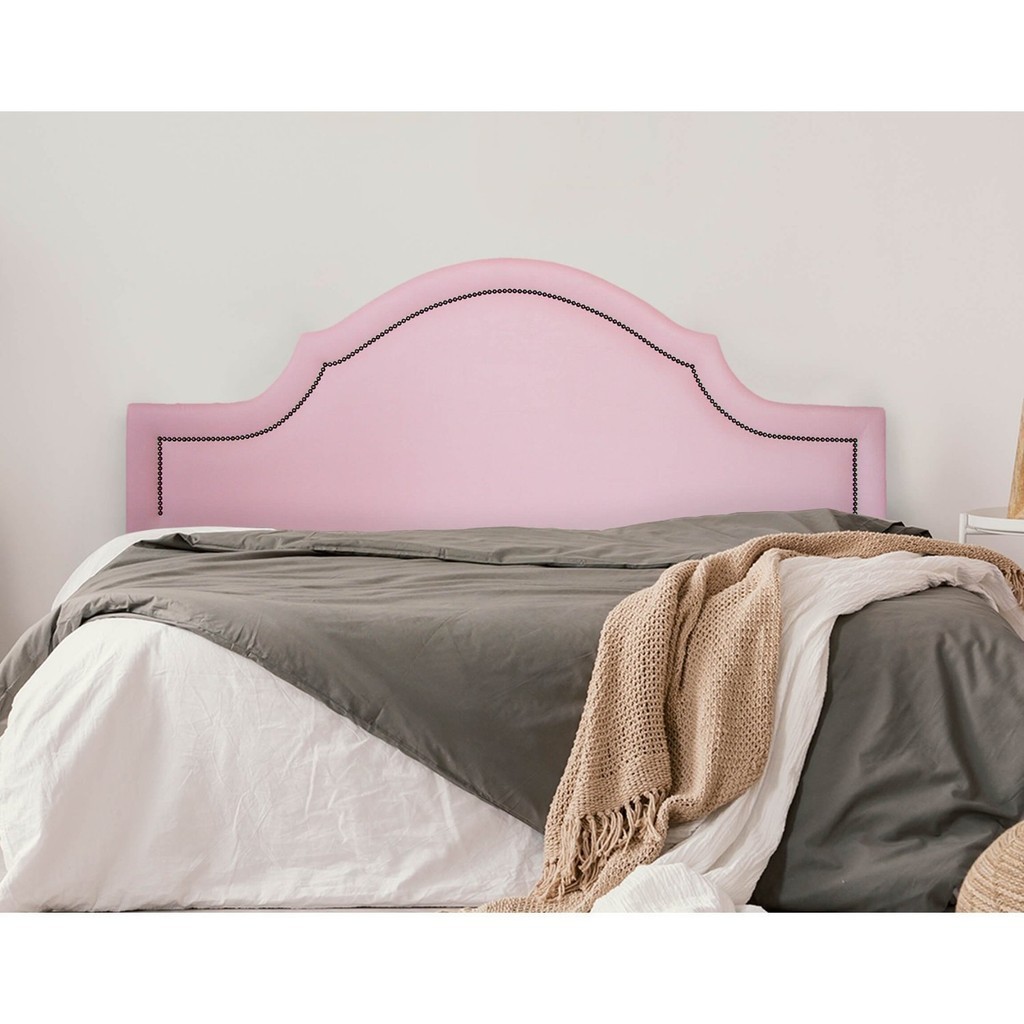 Cabeceira Queen Estofada para Cama Box com Tachas 160x60cm Provençal Luxo Rosa/Fumê