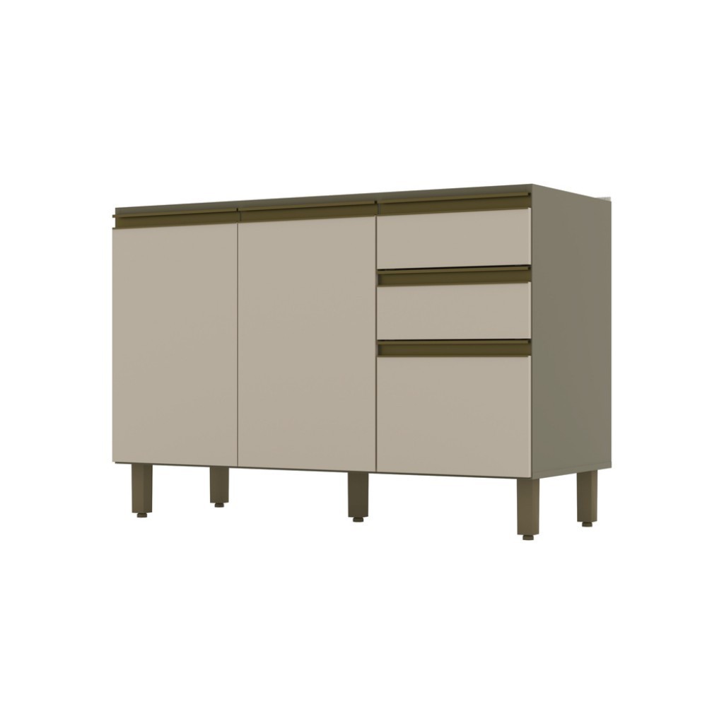 Balcão de Cozinha Évelin 3 Portas 2 Gavetas Duna/Cristal - Henn em Oferta na Shopee